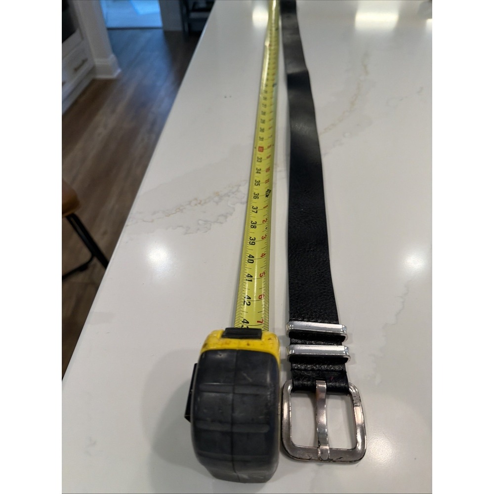 Unbranded Wide Leather Belt Women XL Black Excellent Silver Buckle Dual Keepers